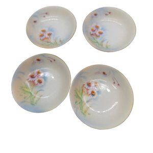 Rudolstadt Thuringia Hand Painted  5" blue floral set of 4 READ